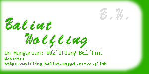 balint wolfling business card